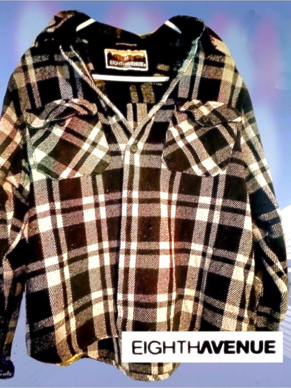 Eighth Avenue Black and White Plaid Thick Flannel Shirt /Jacket